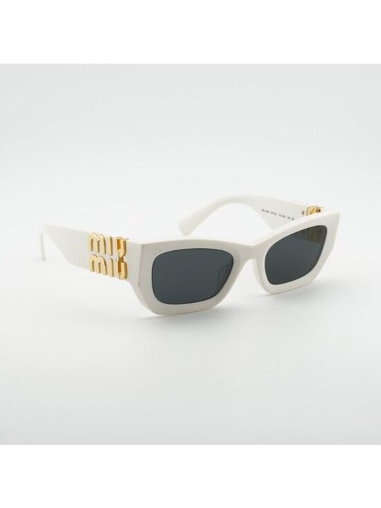 Miu Miu MU09WS 1425S0 Sunglasses White Cat Eye Frame, Dark Grey Lenses main image 14